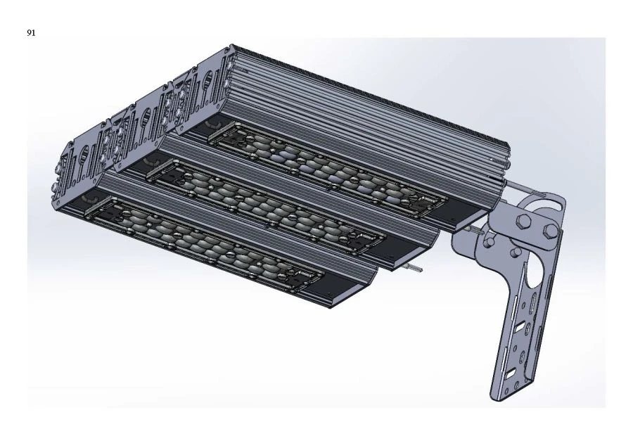 LED luminaire "Industrial Design MTM IoT" series CUBIC 140 Three modules Connection from sides 180 degrees Mounting Cantilever