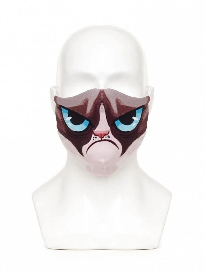 Hygiene mask coloured frowny cat L