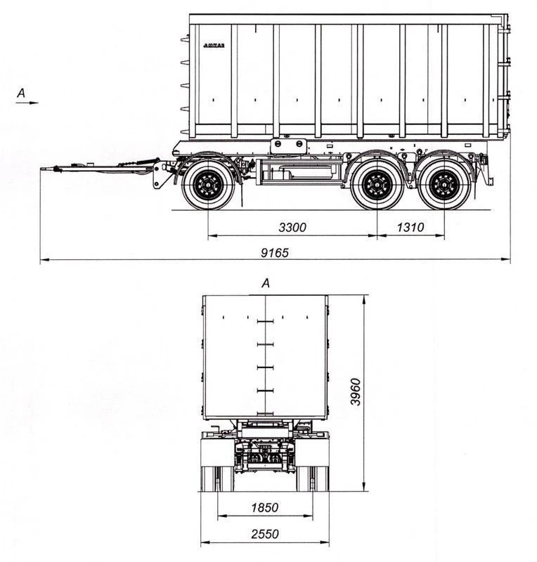 Three-axle scrap wagon trailer 8465-31 with axles HJD13Y30S18-1840T16-060 with payload capacity of 12 tonnes
