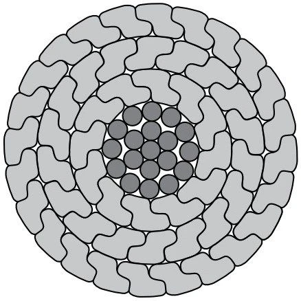 Non-insulated compacted wire with steel core for high voltage overhead power lines of AACSRZ grade