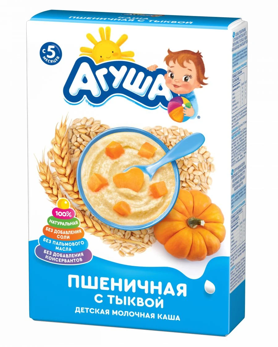 Dried milk porridge quick-soluble wheat with pumpkin, with prebiotic substances, t.zn. "Agusha", 200 g
