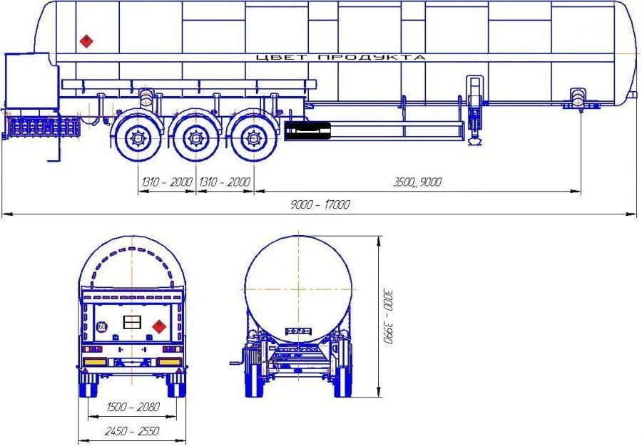 Semitrailer-tanker PC-5-3, type PR3, modification 92293-0000010-08. Axial unit AGOS-3-GT7-00.00.000-01.