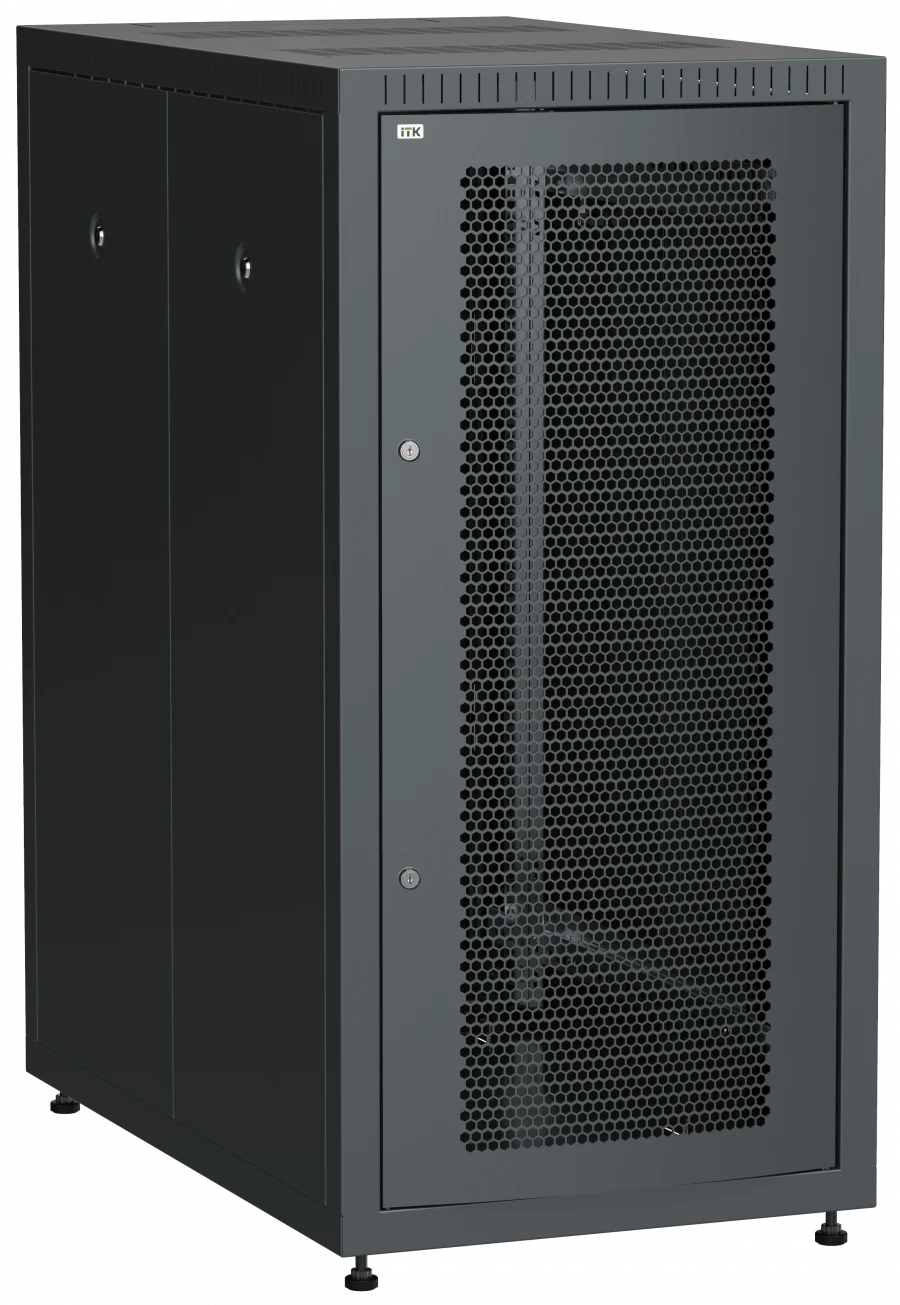 LE05-24U61-PM ITK 24U LINEA E cabinet 600x1000mm 2pc glass and metal doors black