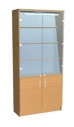 Display case with glass doors and illumination