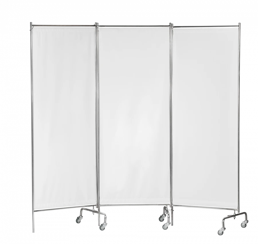 Three-section screen with polymer cloths mobile on wheeled supports - "Oka-Medik".