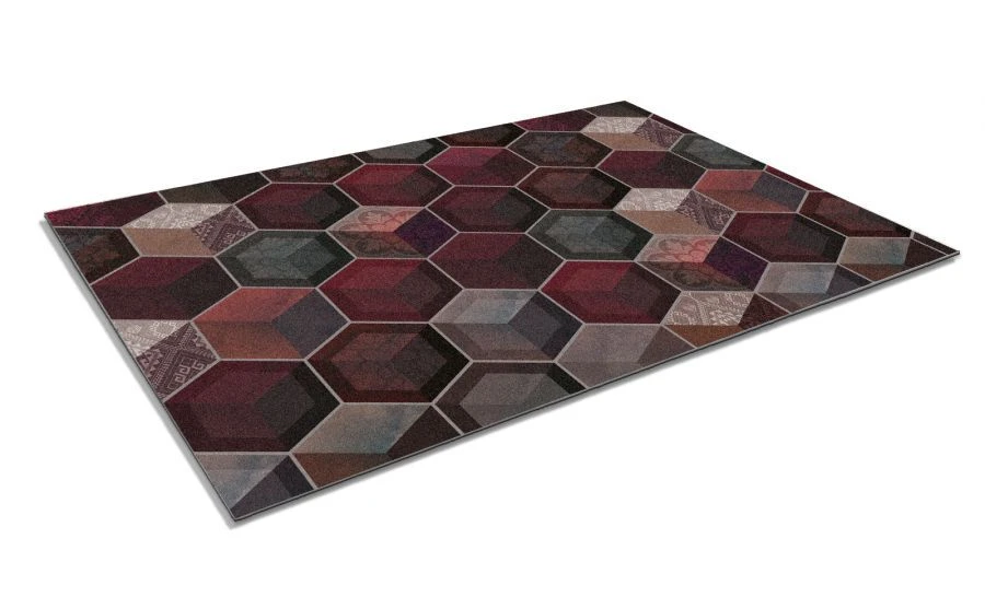 Moisture absorbent SHAHINTEX DIGITAL PRINT (17) "Cube" honeycomb 40x60 burgundy