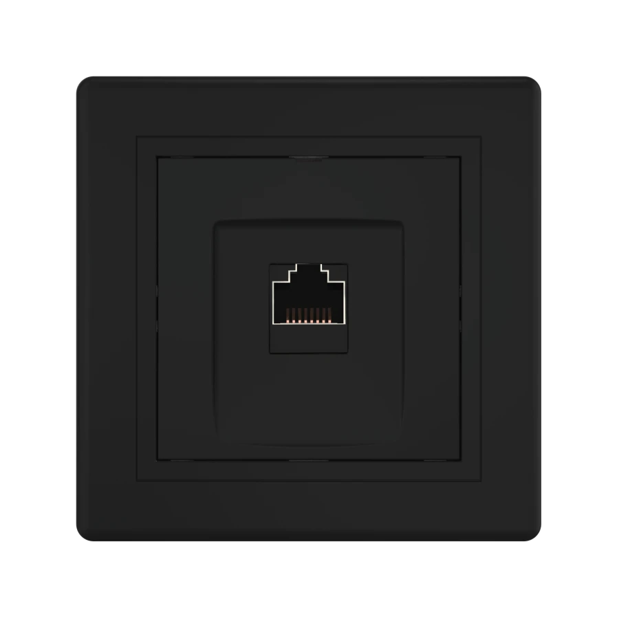 CADUCEUS ALING PRESTIGE Flush-mounted computer socket with Keystone RJ45 8P8C cat.6 FTP module, black (soft touch), Art. no. 601