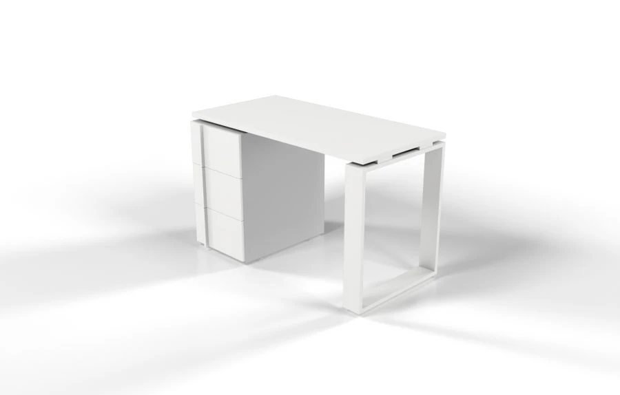 Straight work desk with metal support and drawer SRT3