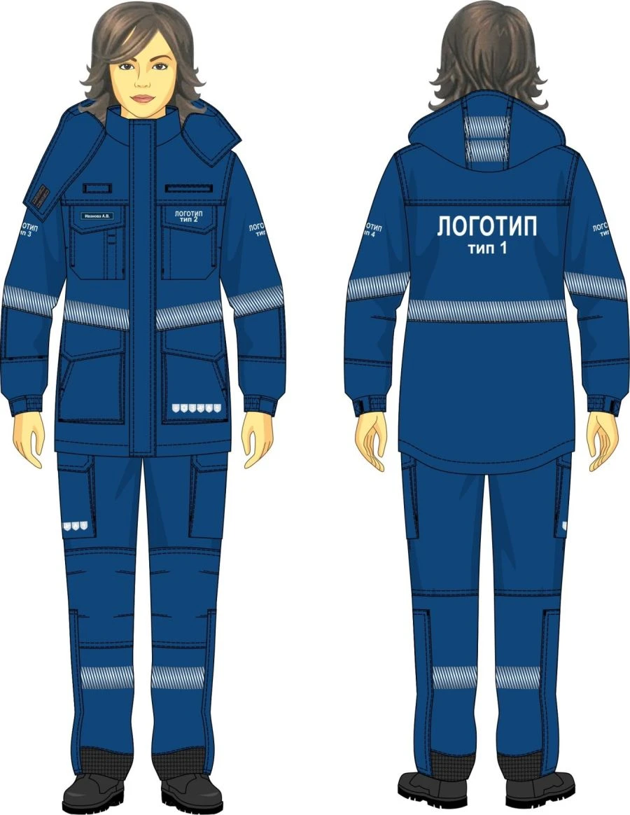 Women's suit (jacket, trousers) in the corporate style of PJSC Gazprom Neft for protection against thermal risks of electric arc