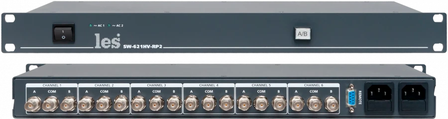 SW-621HV-RP2 - 6 channel relay switch 2 in 1 for 3G/HD/SD-SDI, DVB-ASI and CVBS signals.