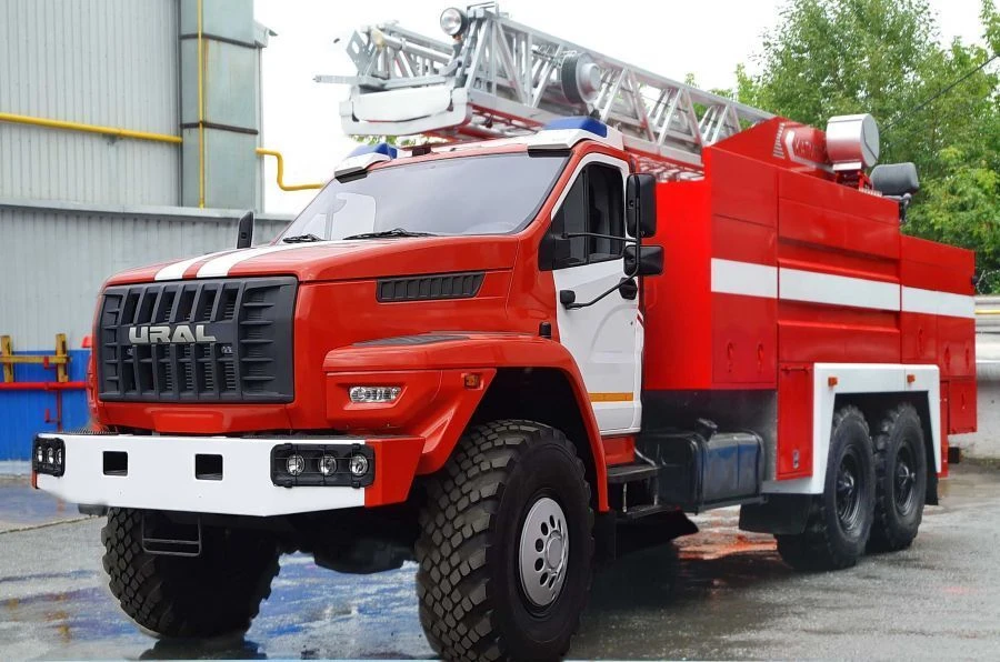 Fire tanker with ladder ACL-(4,0-6,0)-?, type 5881T, modification 5881T6, on chassis Ural-4320-6951-70, 4320-6951-72, 43