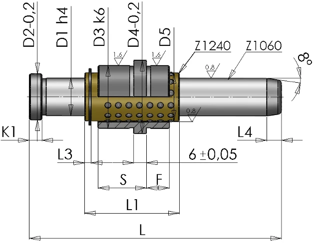 Manufacture of bushings and columns (guiding elements) for moulds and dies according to customer drawings