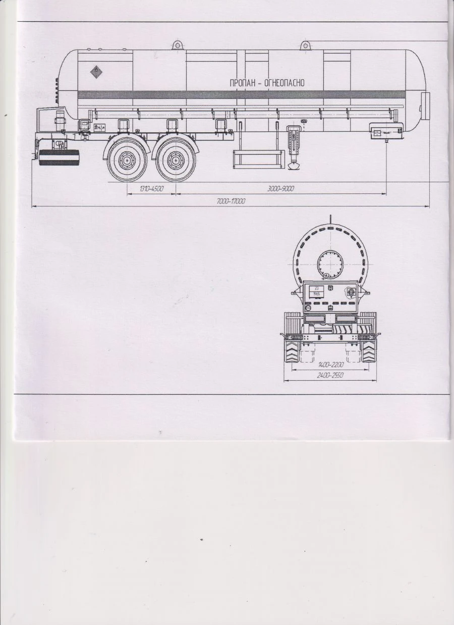 Semi-trailer-tanker PPTST1-2, type P2, modification 92299-0000010-06. Axle unit AGOS-2-GT7-00.00.000-01 or axle unit BPW