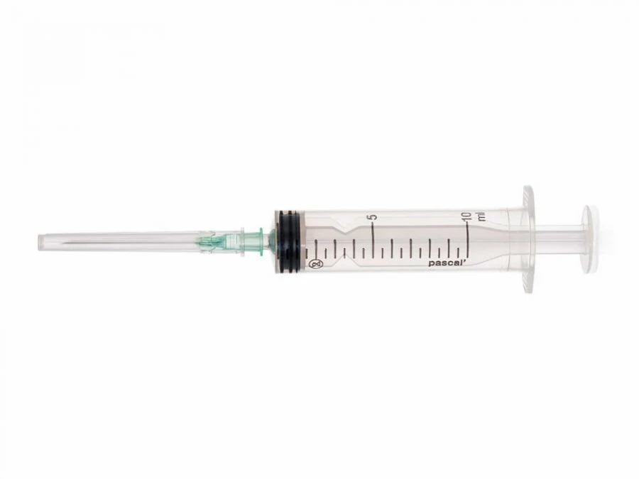 Luer type sterile single-use three-component injection syringe with nominal capacity of 10ml with 21G needle x 1