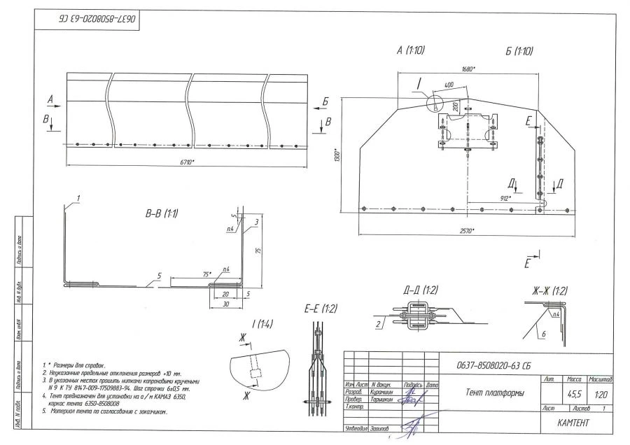 Awning of truck KAMAZ-6350