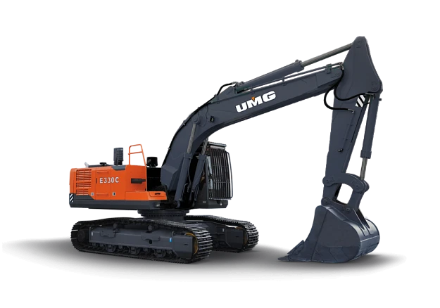 Single-bucket crawler excavator E330C with 3200 mm long arm and 1,45 m.cu. bucket.
