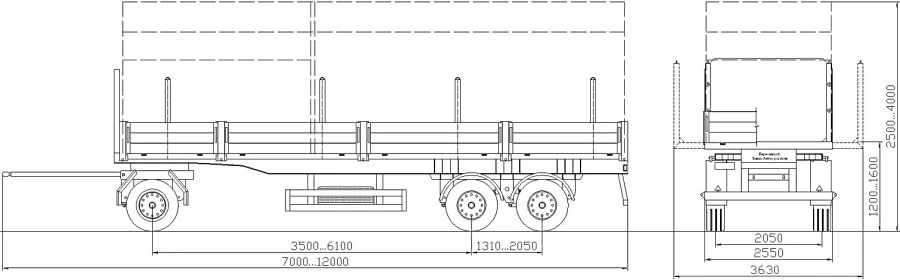 BZAP 94563A three-axle flatbed trailer