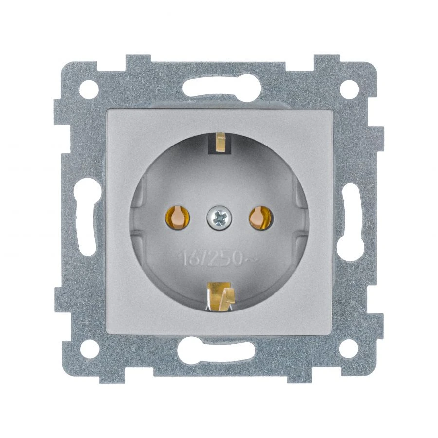 "MARIA" Single socket socket mechanism with socket socket w.c. flush mount. RS16-445 "aluminium"