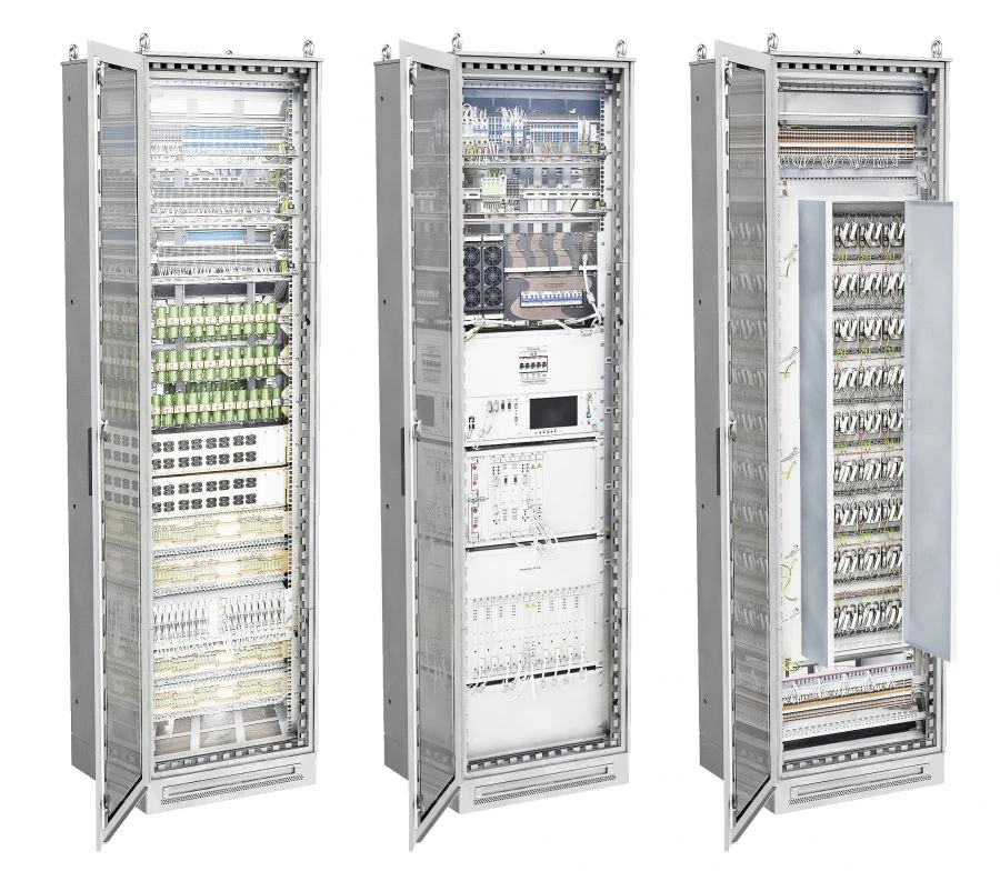 Autoblocking system with tone rail circuits, centralised equipment placement in mounting cabinets (19-inch)
