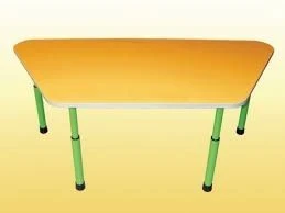 Children's wooden two-seater trapezoidal adjustable table. Model STR-14.