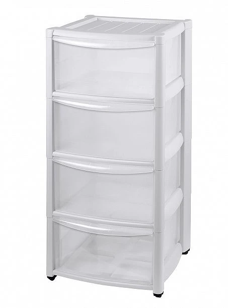 4312425; 4-drawer chest of drawers "AMADEO" on wheels (Colourless)