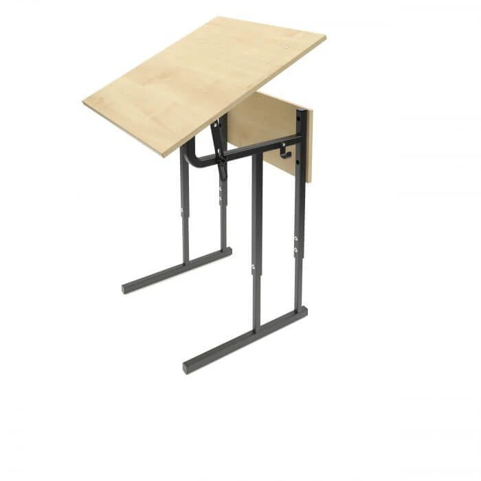 Single-seat adjustable pupil's table with adjustable slope of the table top