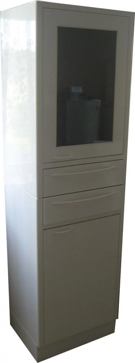 CE 207 - medical rack cabinet with glass and metal doors, two glass, three metal shelves