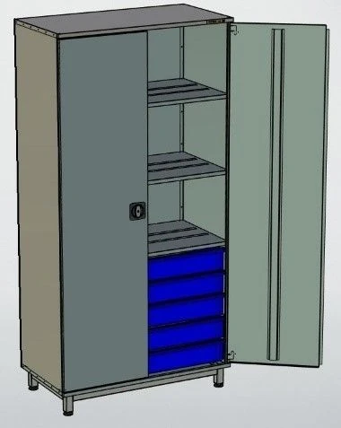 Tool cabinet with 5 drawers and 3 shelves