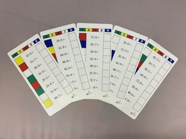 Handout cards for control cubes #11 "Multiplication and division by 4/7/8/9".