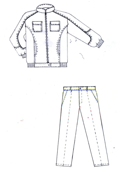 Men's suit (jacket, trousers) for protection against general industrial pollution and mechanical effects (abrasion) made of cott