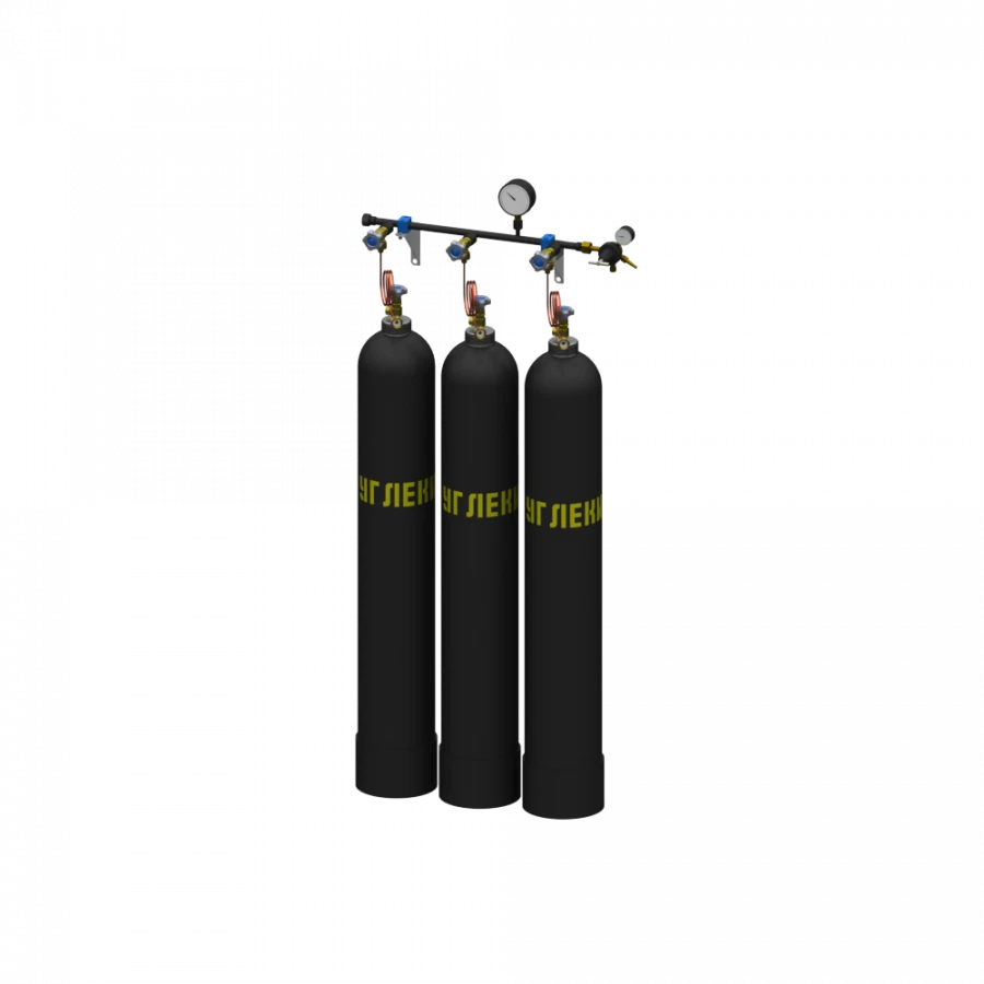 Carbon dioxide discharge ramp for three cylinders CRU-3