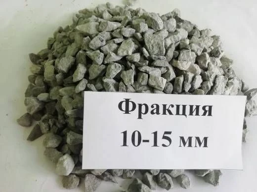 Crushed stone from dense rocks for construction works in fractions from 10 to 15 mm