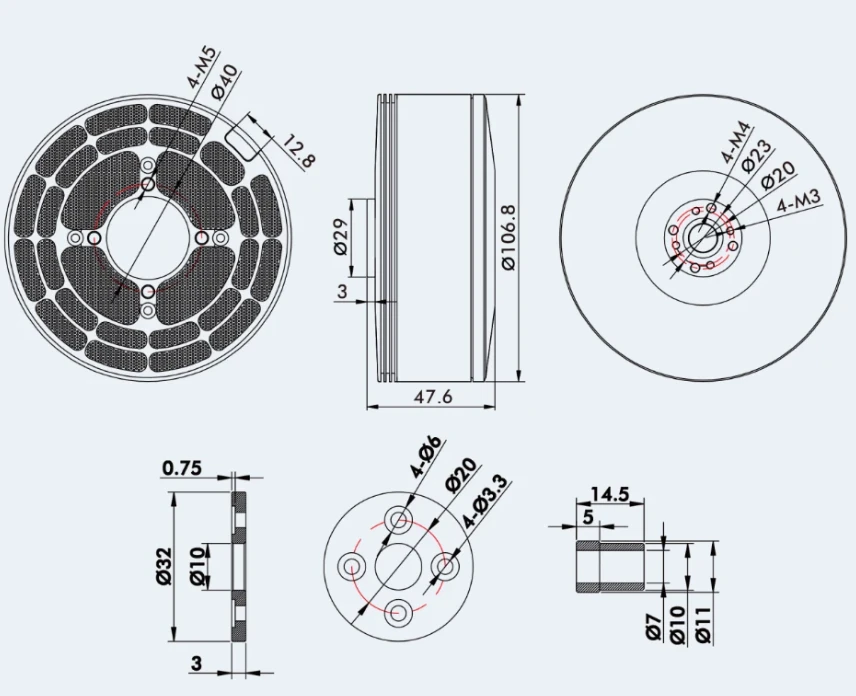 Brushless three-phase electric motors type Y12