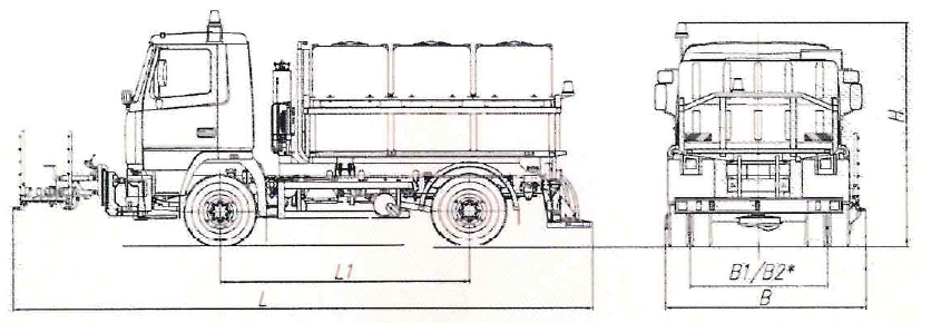 Road maintenance machine with a set of summer equipment model MK-3532-01