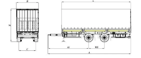CTTM CARGOLINE trailer (flatbed trailer with awning and frame): modification 8723N2 (8723N2-51.00.00.000)