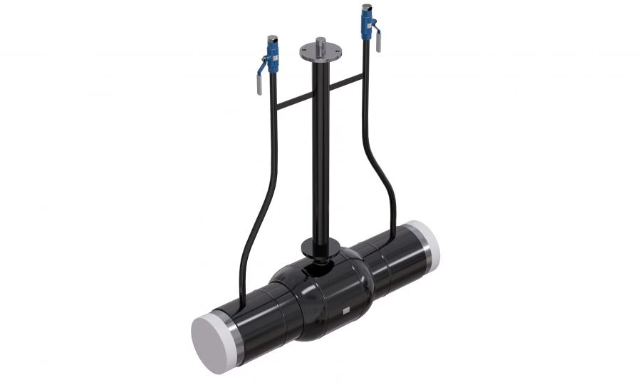 Stainless steel welded full bore ALSO ball valve with elongated stem (under insulation) and drainage (purging) p