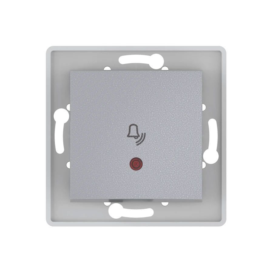 CADUCEUS ALING PRESTIGE Flush-mounted push-button switch with indication 10A, 250V~, silver, article number 6010I.S