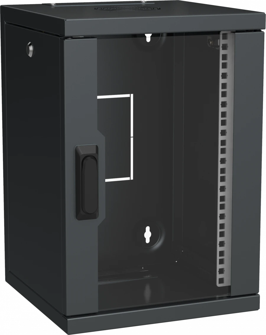 LWS5-09U33-GF ITK LINEA WS Cupboard 10" 9U 320x310mm glass door black.