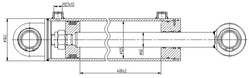 Hydraulic cylinder 1145.00.00.00.00 (125x50-400, mm), 16MPa