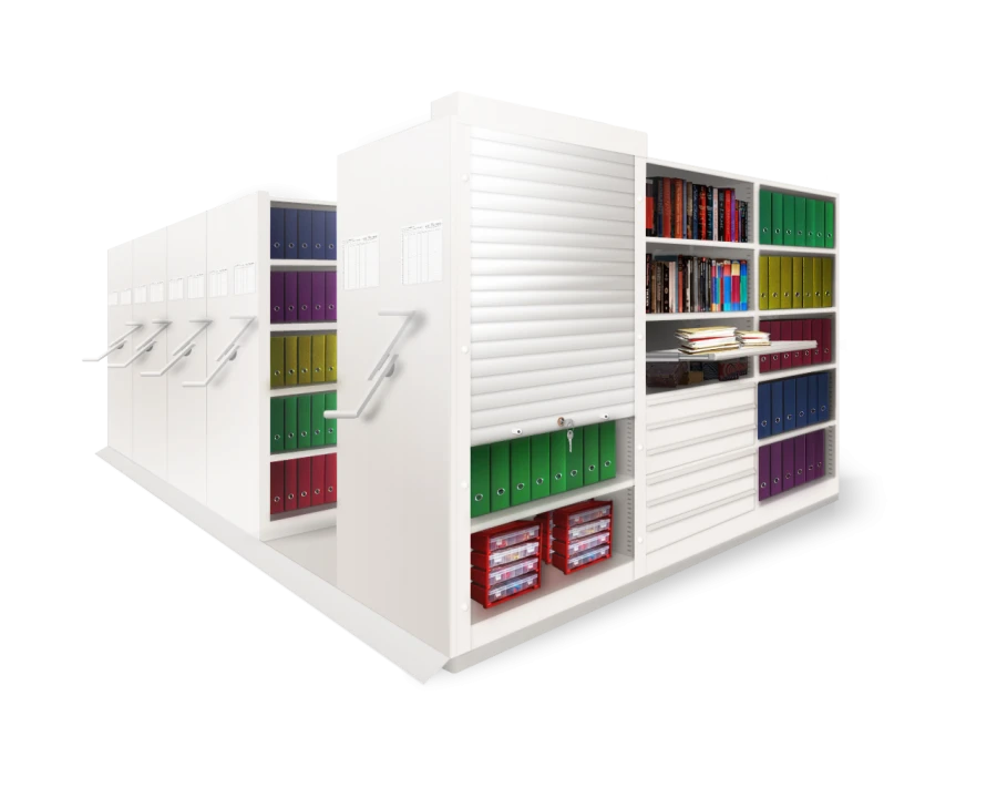 Mobile metal shelving unit