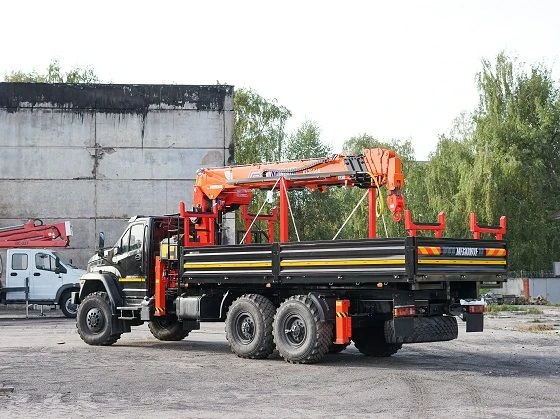 Special purpose vehicle with hydraulic loading crane of MKMA type on the base of URAL 4320 and its modifications U0K07N-UF