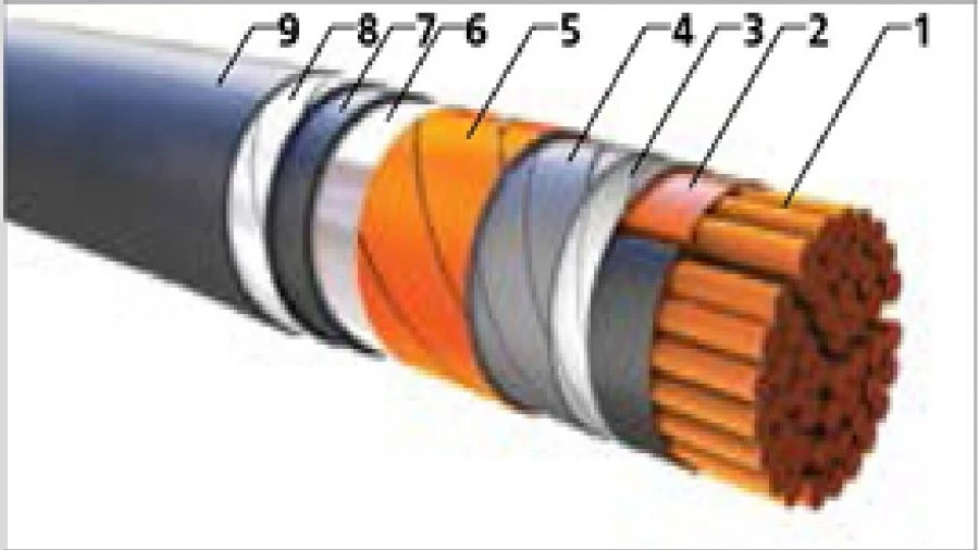 Power cables with plastic insulation, not spreading combustion at voltage of 6 kV VBVng(A).