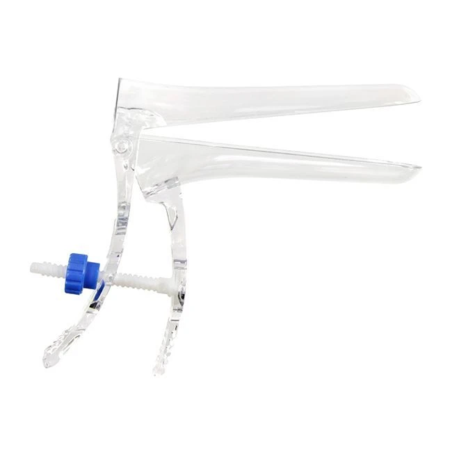 Polymer gynaecological mirror according to Cusco No. 2 (M) transparent with central screw fixator single-use ste