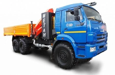 Crane-manipulator automobile (flatbed); Flatbed truck with CMU, UZST brand, type UZST03, modification 483B-48 on KAMAZ chassis