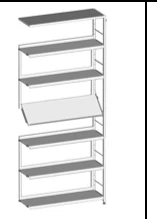 Single-sided shelving unit 880x300x2052 mm