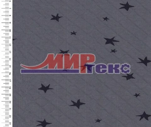 Synthetic knitted fabric (PE-100%) printed, jacquard patterned, two-layer with horizontal weft