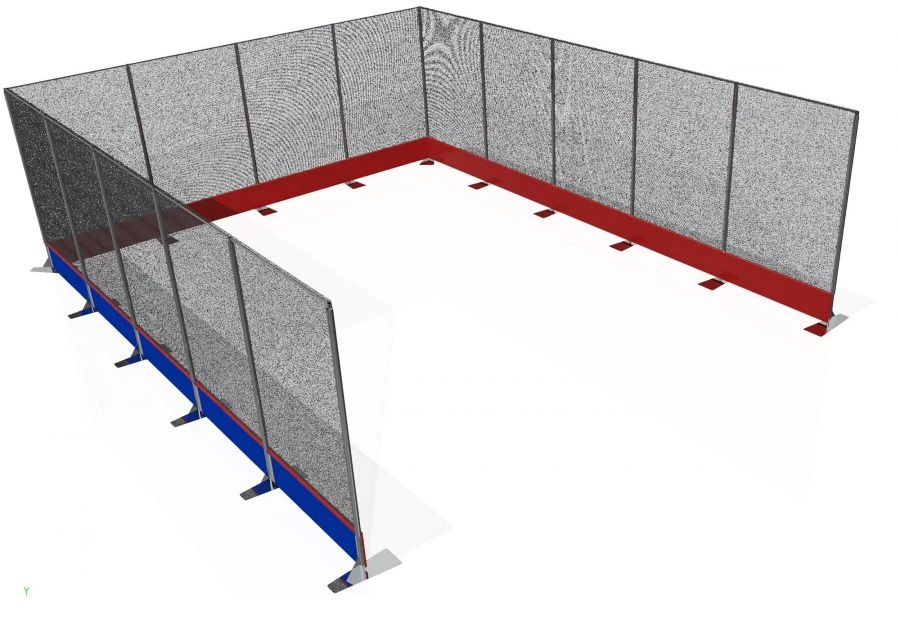 Sector for fencing of indoor throwing practice area