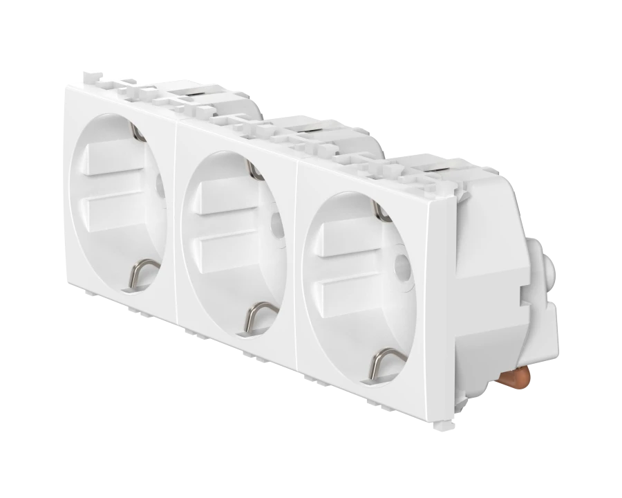 CADUCEUS ALING Experience flush-mounted socket outlet with earthing, triple without blinds, 3x16A, 250V~, 3x2M, white, art. 7411
