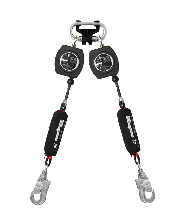 Double-shoulder retractor type "HB-02 rope" with carabiner , item vpro HB02S duo 0257.