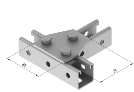 Plate 3 holes SMA 607, with overall dimensions 80x84 mm, with metal thickness 5,0 mm, hot-dip galvanised steel